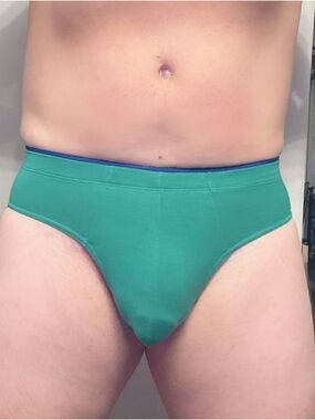 Jockey Green Briefs with Blue Trim